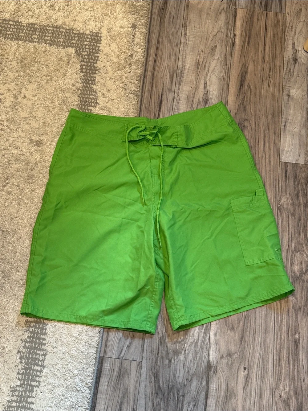 Talos Men's Lime Green Swim Board Shorts with Drawstring Waist